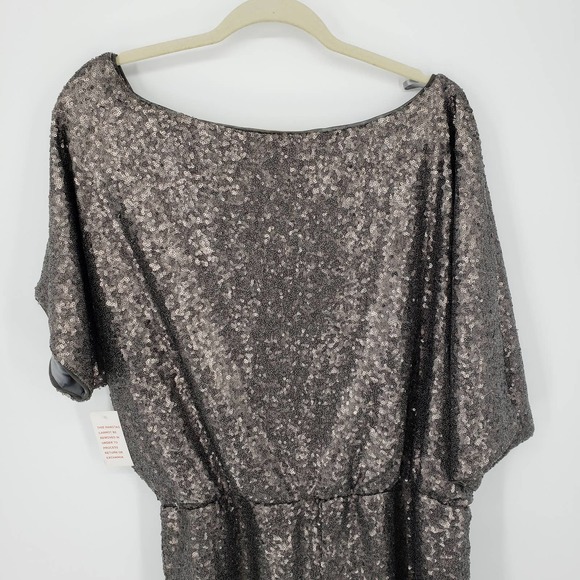 Venus Off the Shoulder Shorts Romper XL Sequin Embellished Asymmetrical Gray NWT - Picture 7 of 11